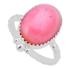 925 sterling silver 6.06cts solitaire natural pink opal ring size 8.5 n33856