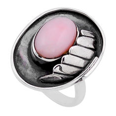 925 sterling silver 4.16cts solitaire natural pink opal ring size 6.5 n50180