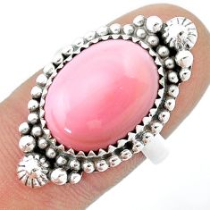 925 sterling silver 10.53cts solitaire natural pink opal ring size 8 u39457