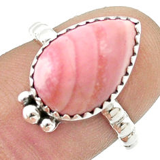 925 sterling silver 5.28cts solitaire natural pink opal ring size 6.5 u44956
