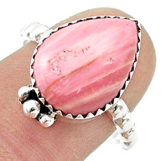 925 sterling silver 8.26cts solitaire natural pink opal ring size 8.5 u44965