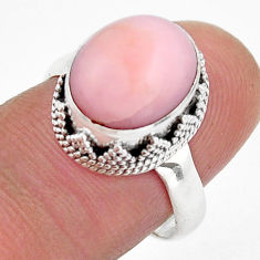 925 sterling silver 5.07cts solitaire natural pink opal ring size 8.5 y2923