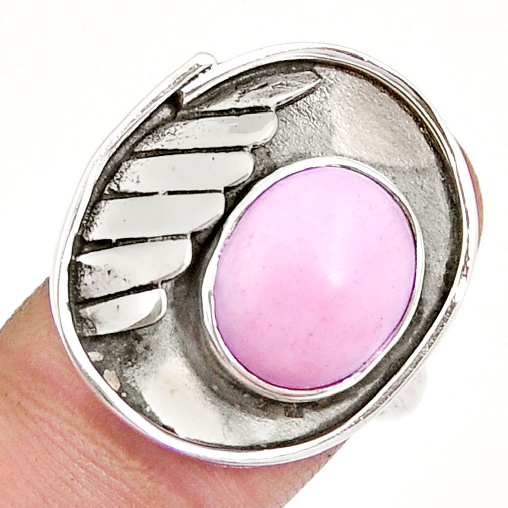 925 sterling silver 5.14cts solitaire natural pink opal ring size 6.5 y4089