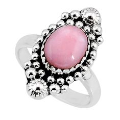 925 sterling silver 4.22cts solitaire natural pink opal ring size 7.5 y65617