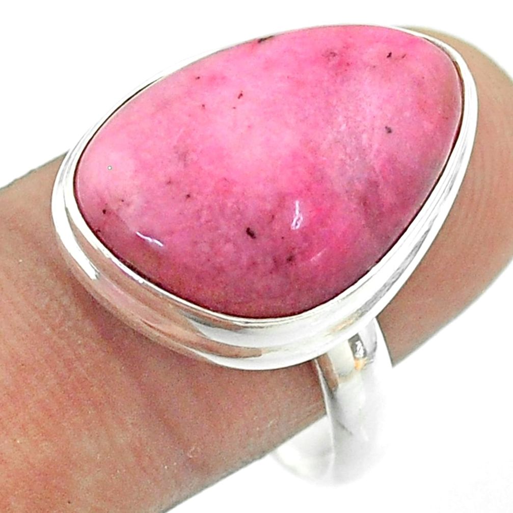 925 sterling silver 13.71cts solitaire natural pink petalite ring size 10 t54095