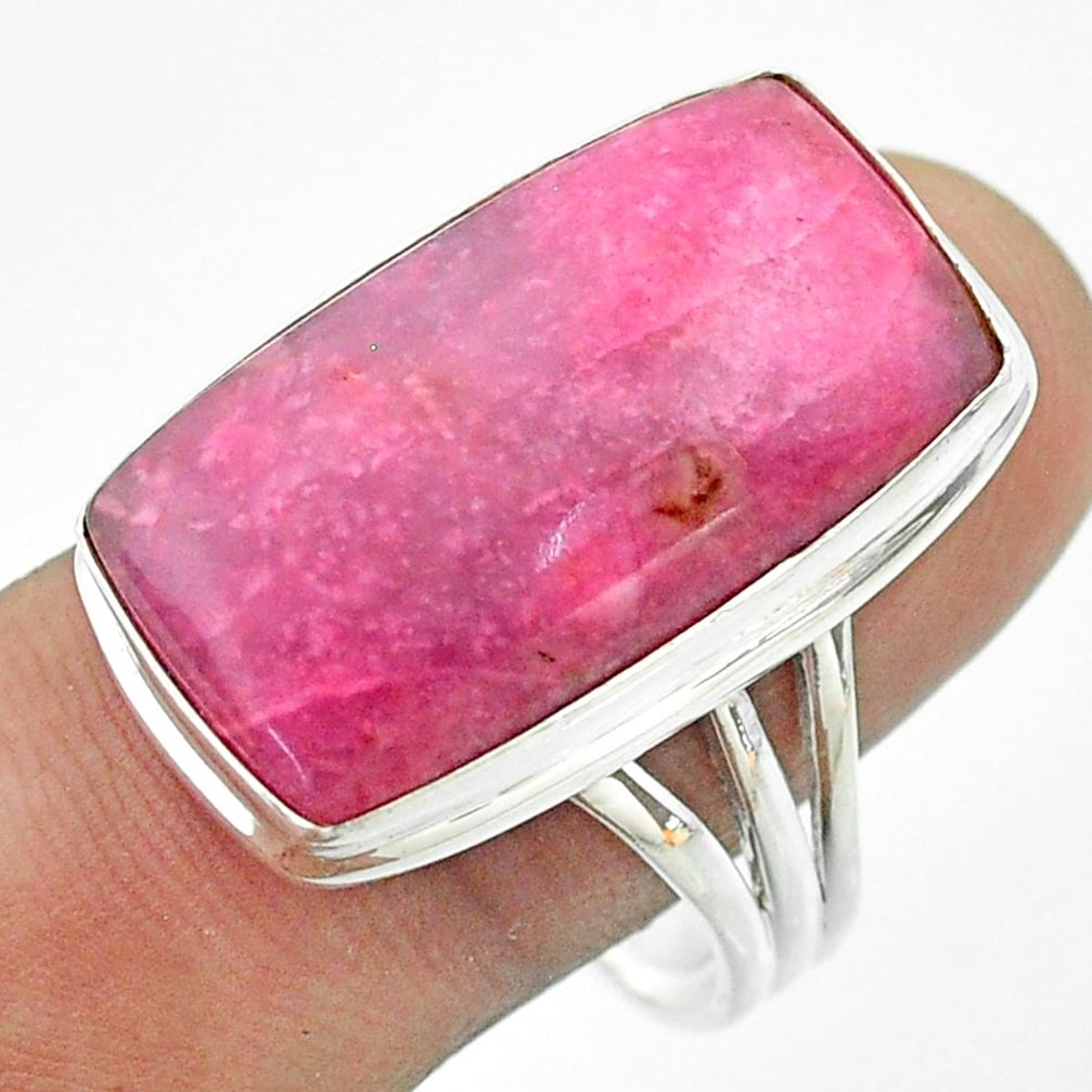 925 sterling silver 17.20cts solitaire natural pink petalite ring size 11 t54100