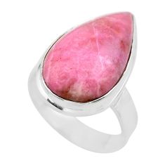925 sterling silver 11.93cts solitaire natural pink petalite ring size 7 t29049