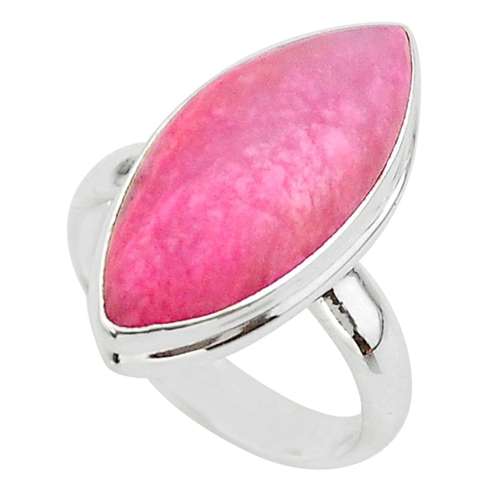 925 sterling silver 12.58cts solitaire natural pink petalite ring size 7 t39137