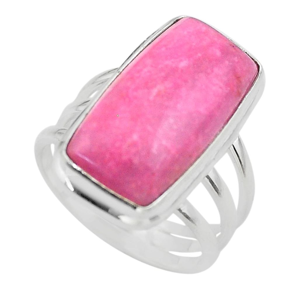 925 sterling silver 16.92cts solitaire natural pink petalite ring size 8 t29031