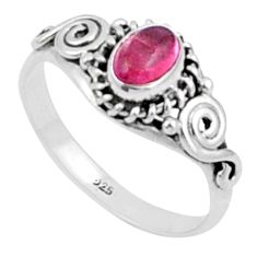 925 sterling silver 0.86cts solitaire natural pink tourmaline ring size 5 u19584