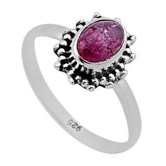 925 sterling silver 1.43cts solitaire natural pink tourmaline ring size 6 n46076
