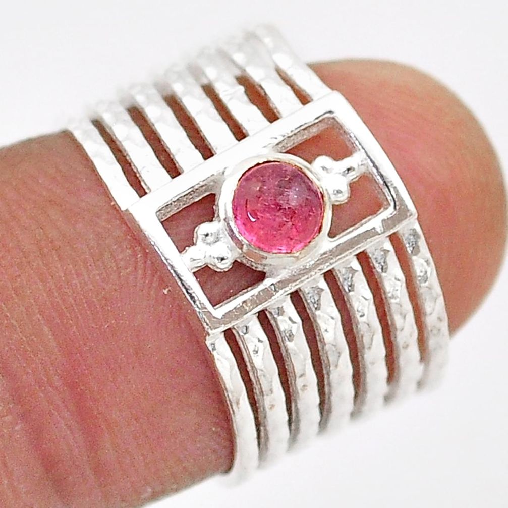 925 sterling silver 0.40cts solitaire natural pink tourmaline ring size 6 t67023