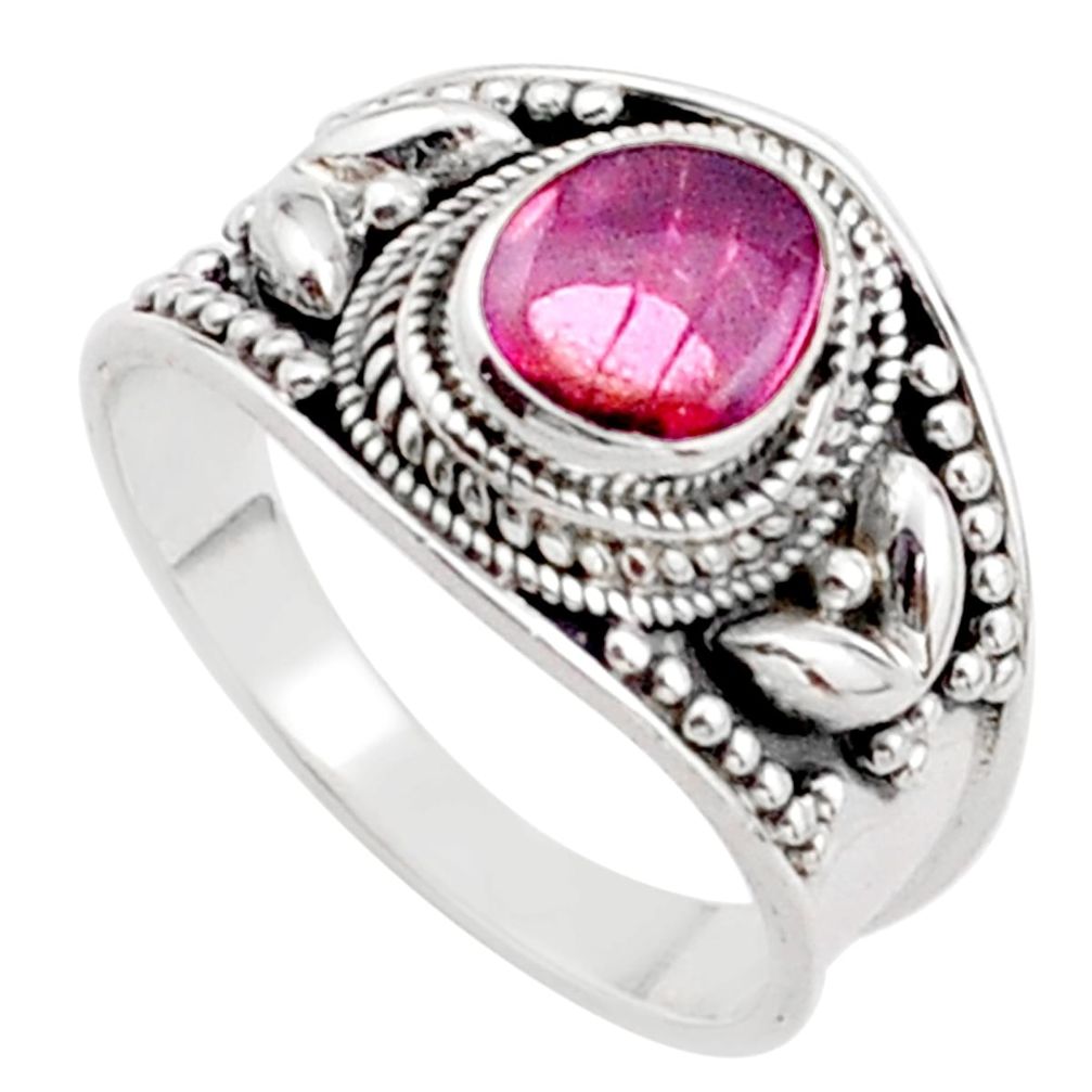 925 sterling silver 2.14cts solitaire natural pink tourmaline ring size 7 t63027
