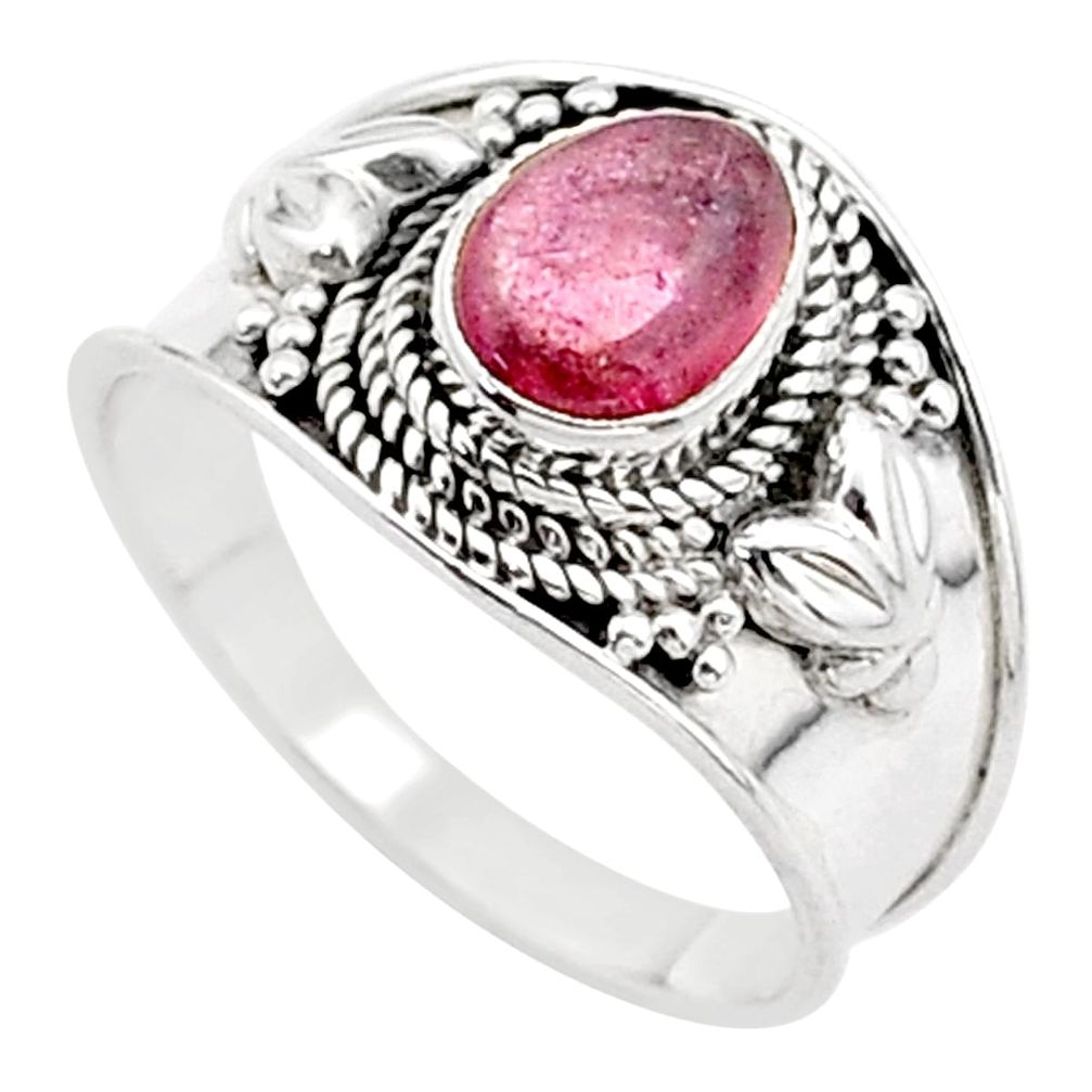 925 sterling silver 2.21cts solitaire natural pink tourmaline ring size 7 t63064