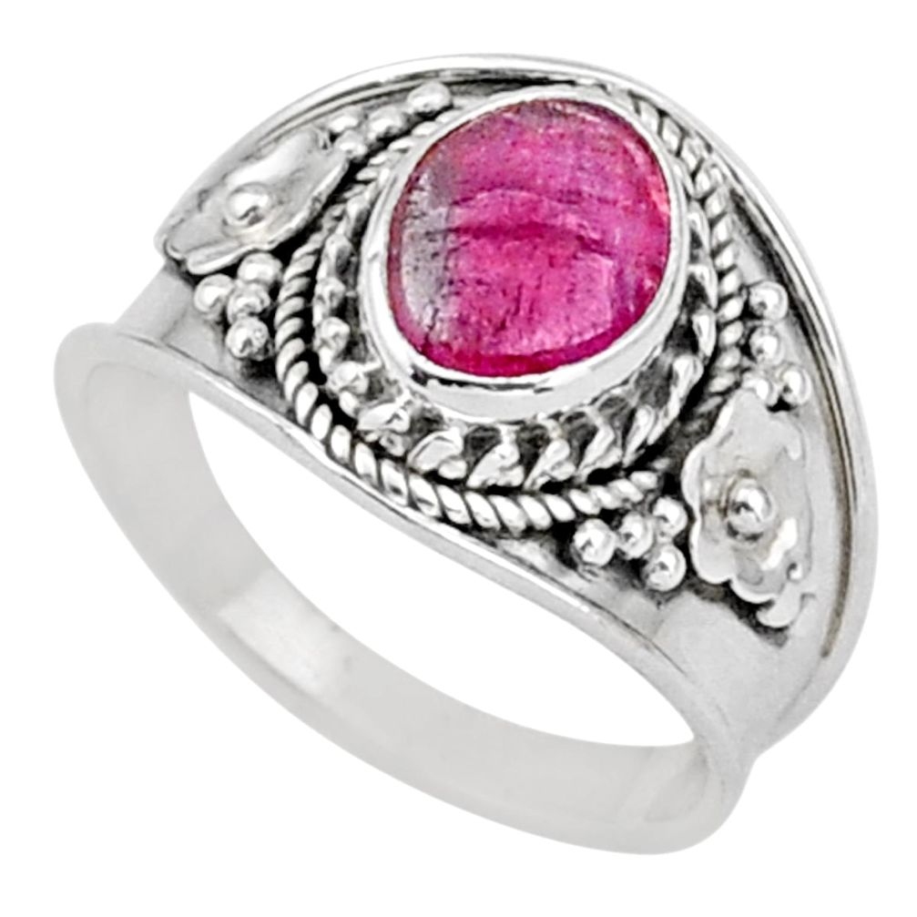 925 sterling silver 2.55cts solitaire natural pink tourmaline ring size 7 t90264