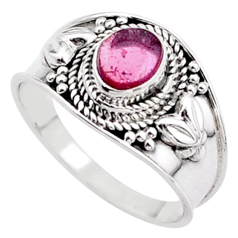 925 sterling silver 1.96cts solitaire natural pink tourmaline ring size 8 t63088
