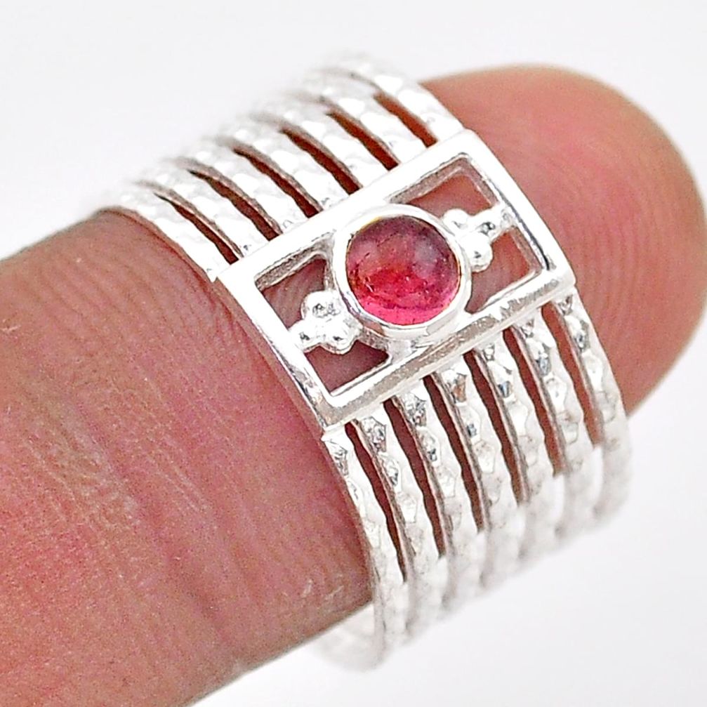 925 sterling silver 0.42cts solitaire natural pink tourmaline ring size 8 t67044