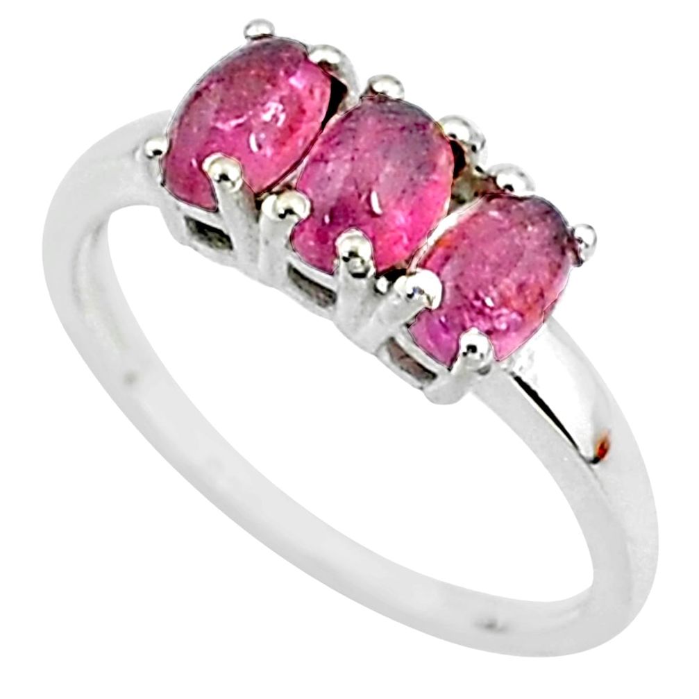 925 sterling silver 2.73cts solitaire natural pink tourmaline ring size 8 t7567