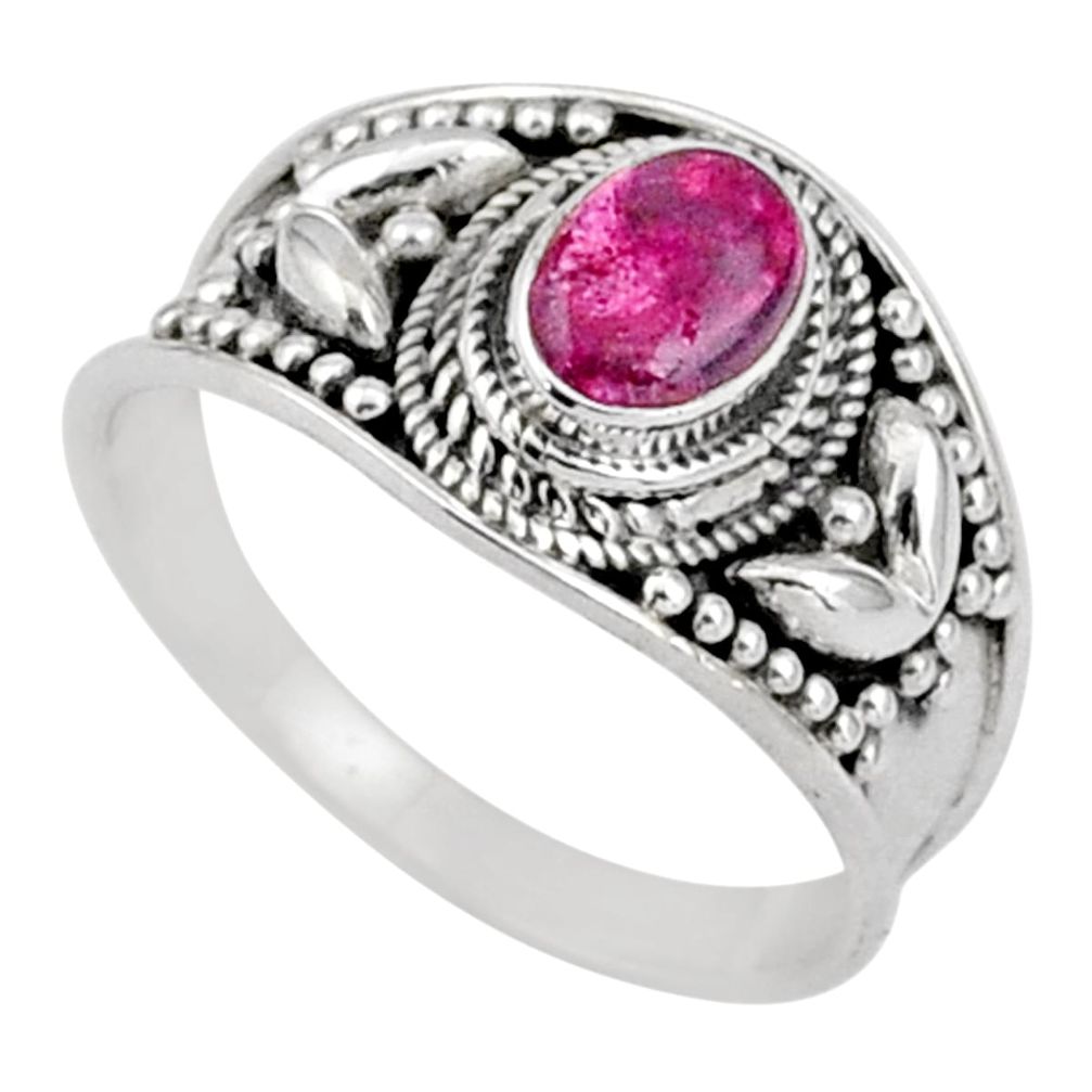 925 sterling silver 1.71cts solitaire natural pink tourmaline ring size 8 t90244