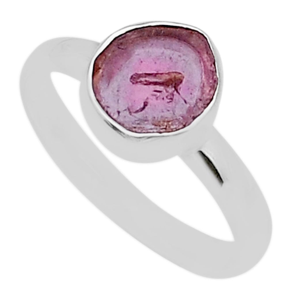 925 sterling silver 2.38cts solitaire natural pink tourmaline ring size 8 u67326