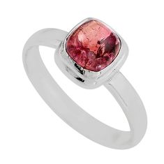 925 sterling silver 2.46cts solitaire natural pink tourmaline ring size 8 y82963