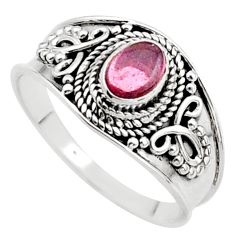 925 sterling silver 1.00cts solitaire natural pink tourmaline ring size 9 t63052