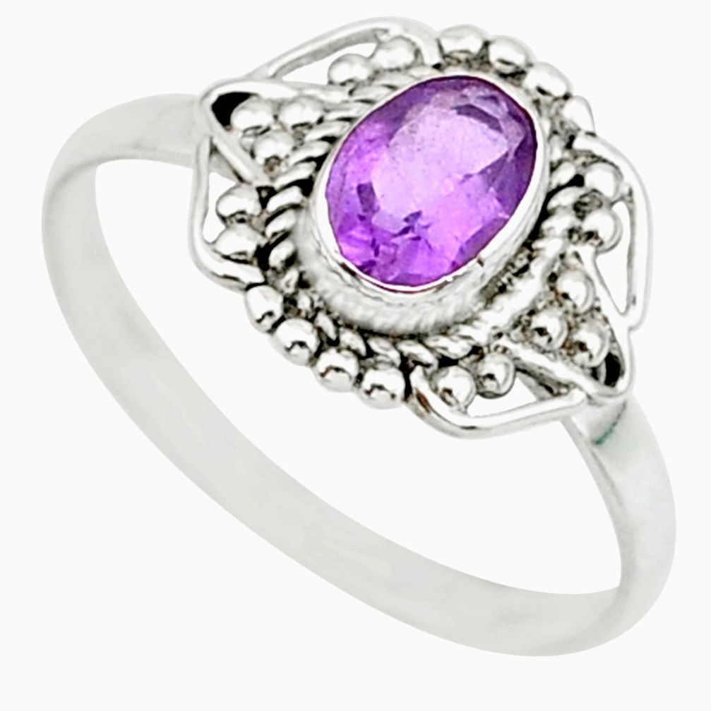 925 sterling silver 1.31cts solitaire natural purple amethyst ring size 6 r87330