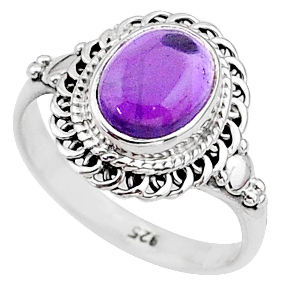 925 sterling silver 2.92cts solitaire natural purple amethyst ring size 6 t11310
