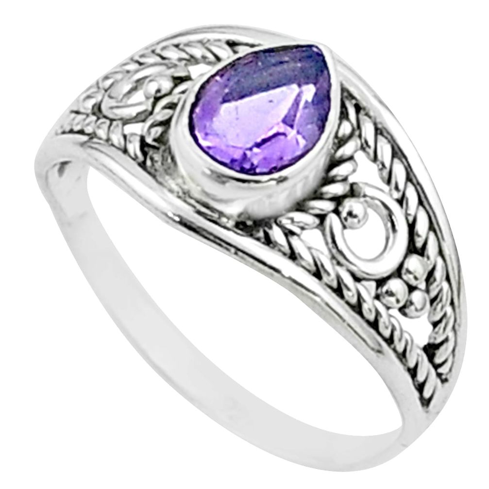 925 sterling silver 1.74cts solitaire natural purple amethyst ring size 6 t51954