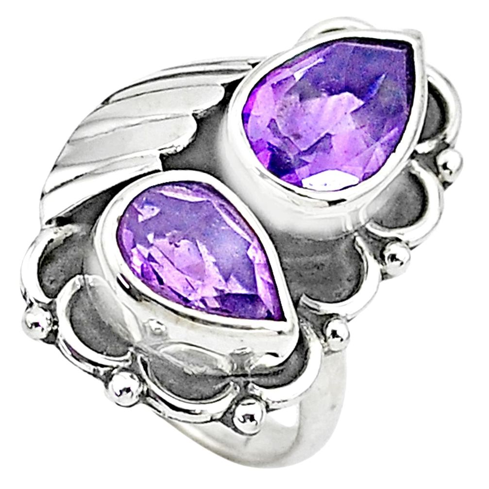 925 sterling silver 5.99cts solitaire natural purple amethyst ring size 6 t6424