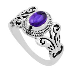 925 sterling silver 1.47cts solitaire natural purple amethyst ring size 7 n34678