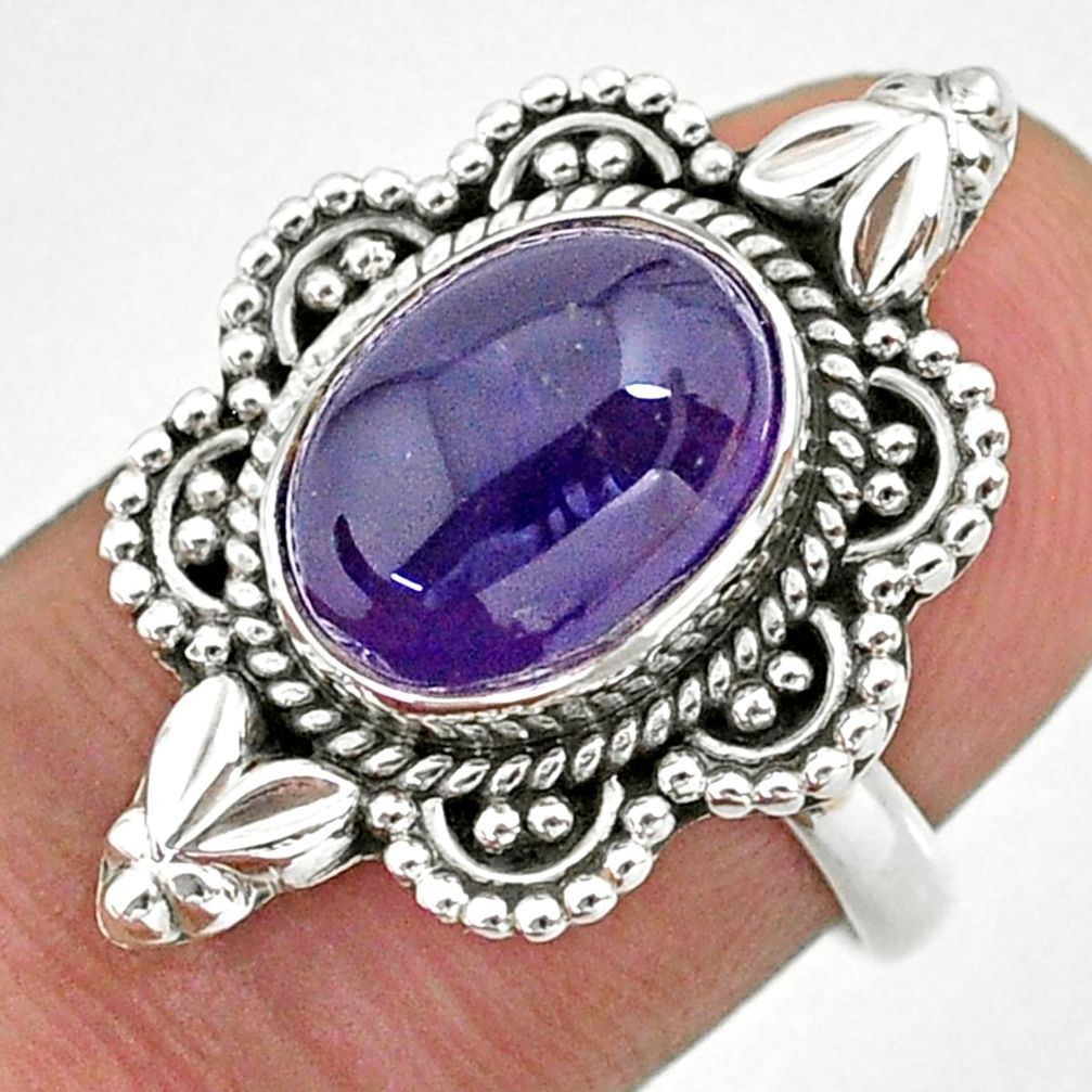 925 sterling silver 5.11cts solitaire natural purple amethyst ring size 7 t39910