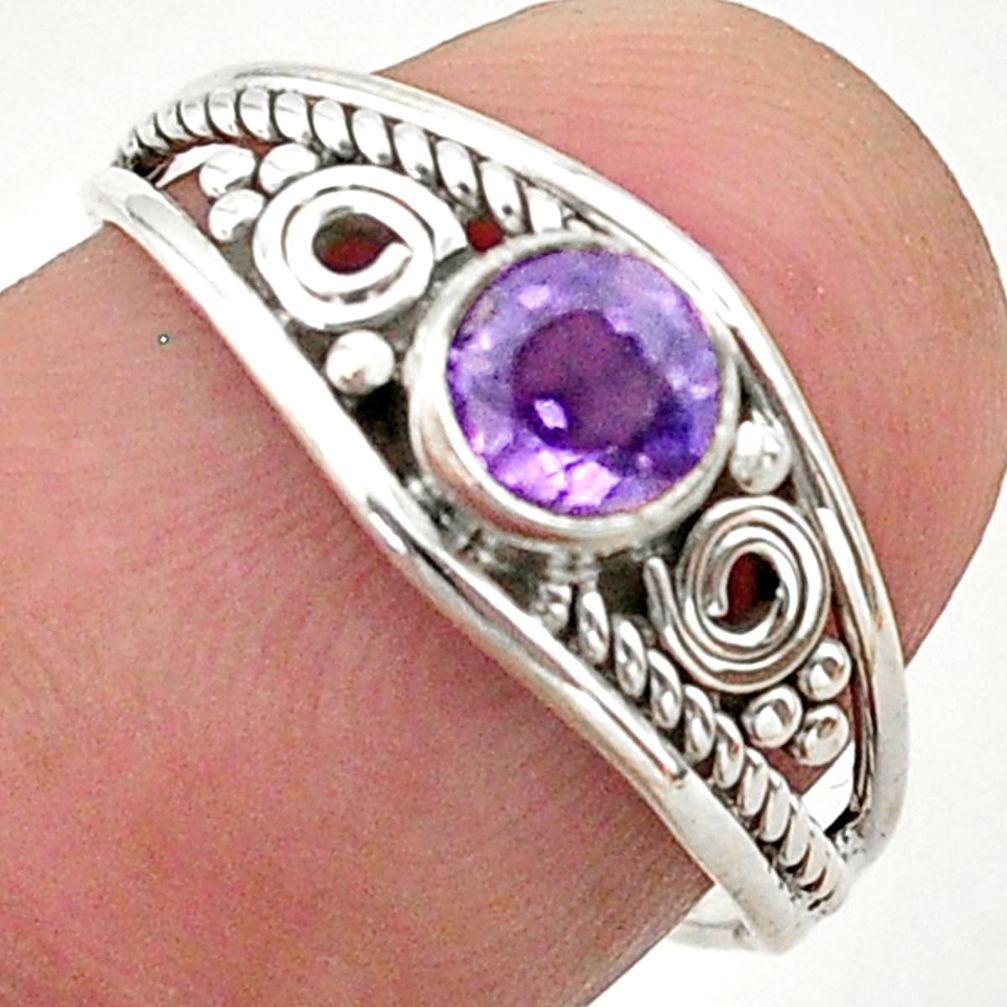 925 sterling silver 0.91cts solitaire natural purple amethyst ring size 7 t40117