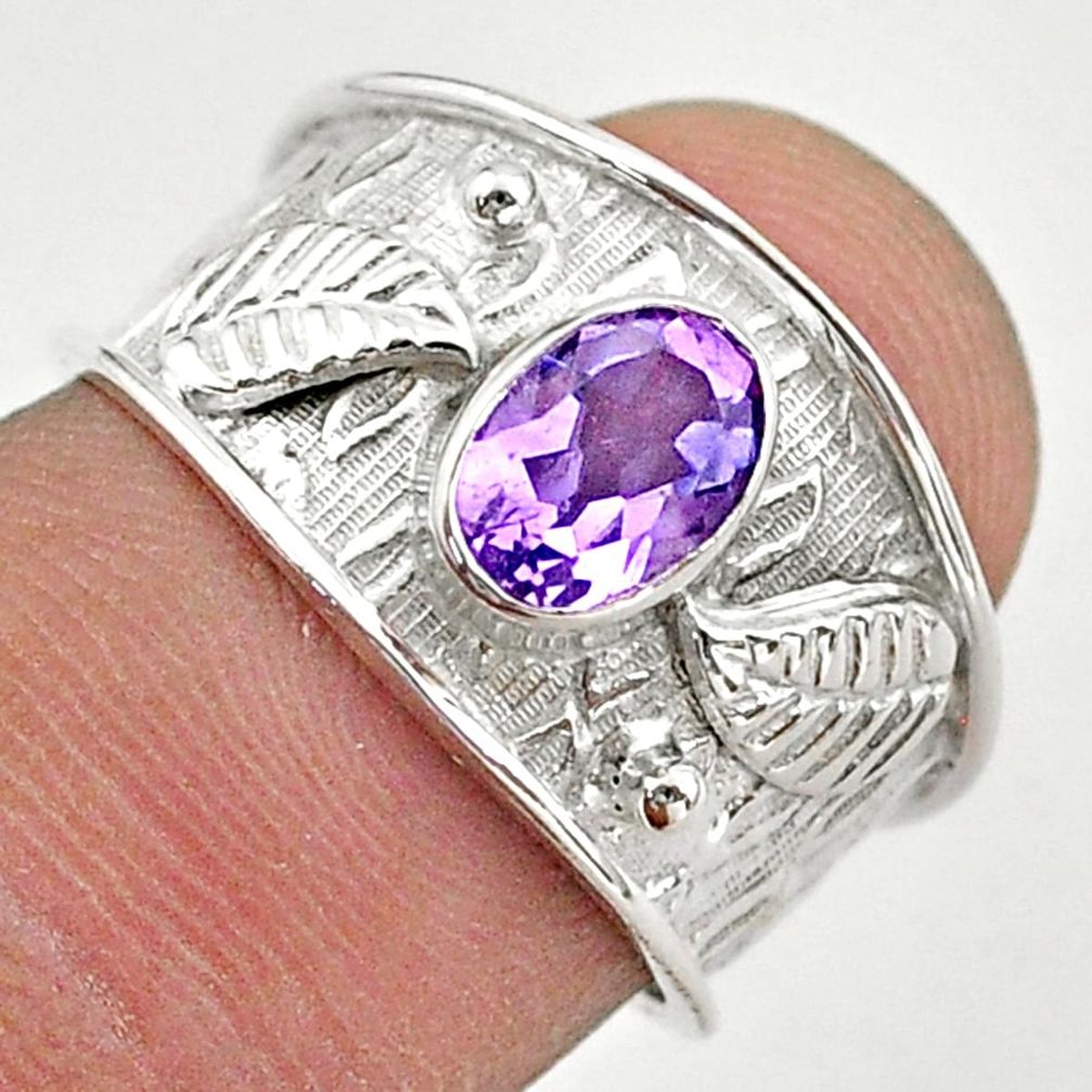 925 sterling silver 1.43cts solitaire natural purple amethyst ring size 7 t42252
