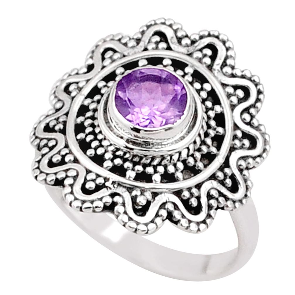 925 sterling silver 0.98cts solitaire natural purple amethyst ring size 7 t84600