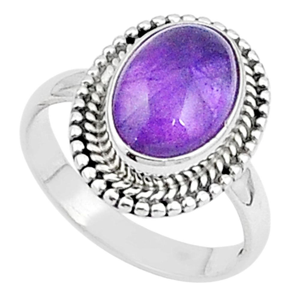 Clearance Sale- 925 sterling silver 4.79cts solitaire natural purple amethyst ring size 7 u27777