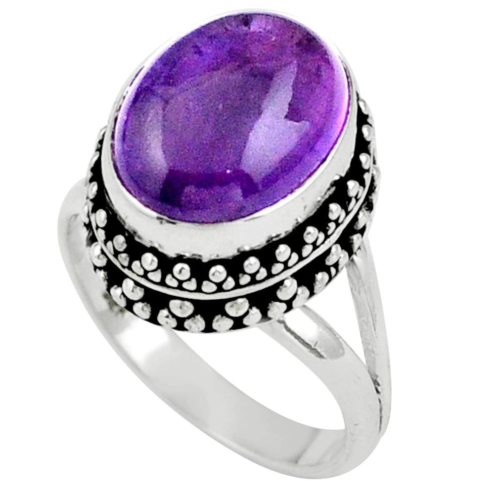 925 sterling silver 5.93cts solitaire natural purple amethyst ring size 7 u7259