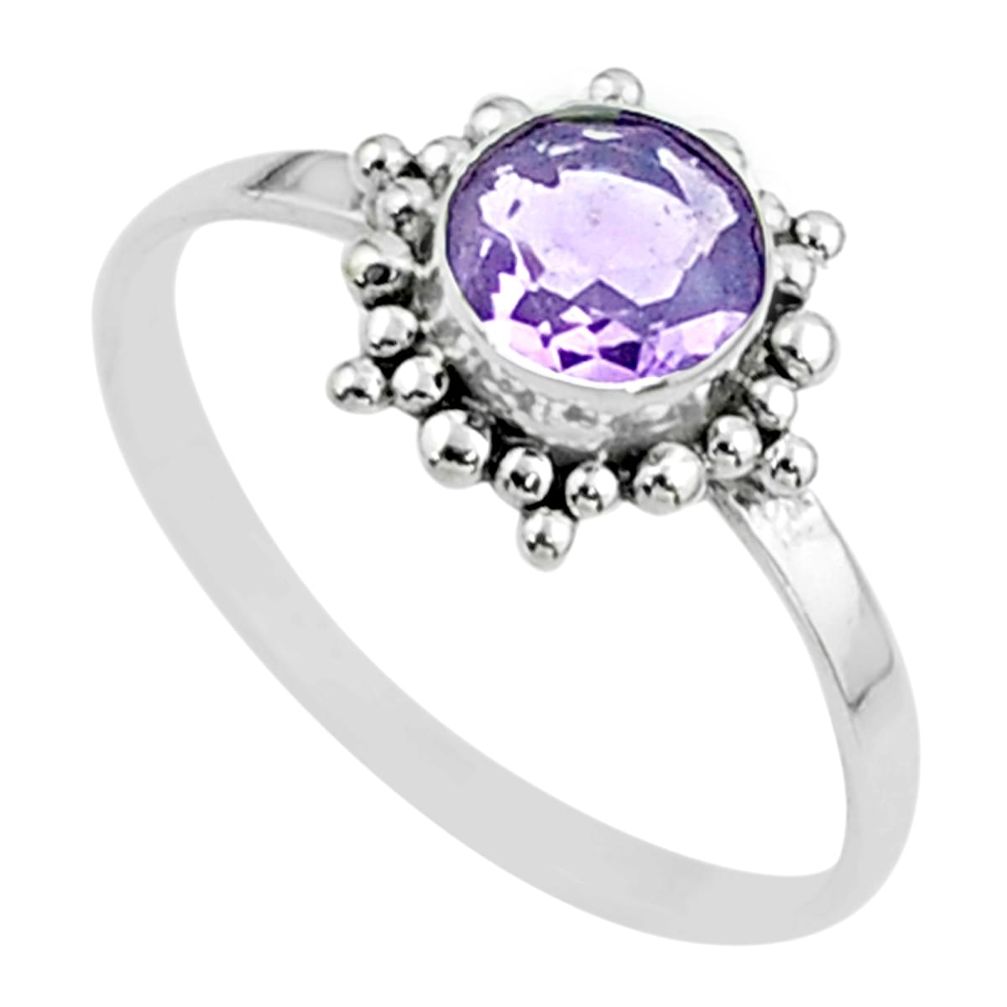 925 sterling silver 1.15cts solitaire natural purple amethyst ring size 8 t51988