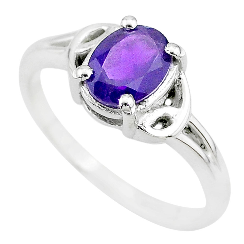 925 sterling silver 2.13cts solitaire natural purple amethyst ring size 8 t7949