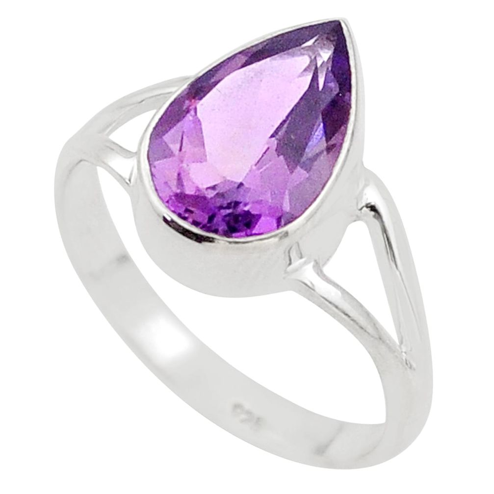 925 sterling silver 4.24cts solitaire natural purple amethyst ring size 8 t90391