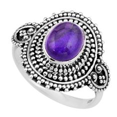 925 sterling silver 3.11cts solitaire natural purple amethyst ring size 8 t94058