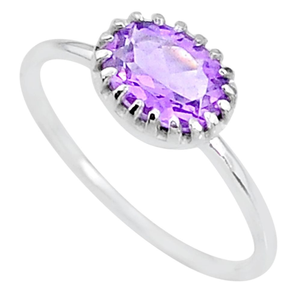 925 sterling silver 2.13cts solitaire natural purple amethyst ring size 9 t8963