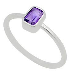 925 sterling silver 0.94cts solitaire natural purple amethyst ring size 9 u88045