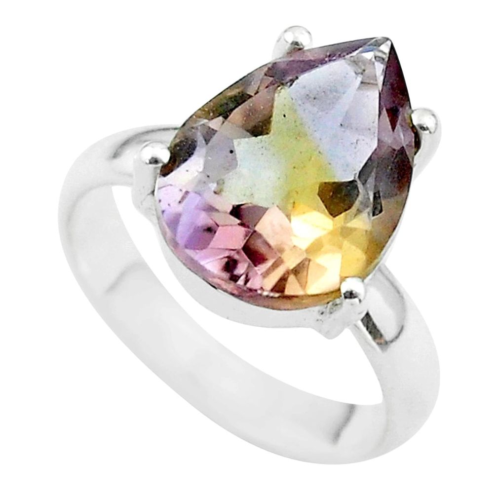 925 sterling silver 6.39cts solitaire natural purple ametrine ring size 6 t50204