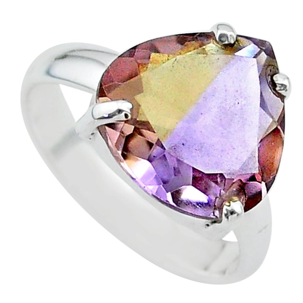 925 sterling silver 7.87cts solitaire natural purple ametrine ring size 8 t24227