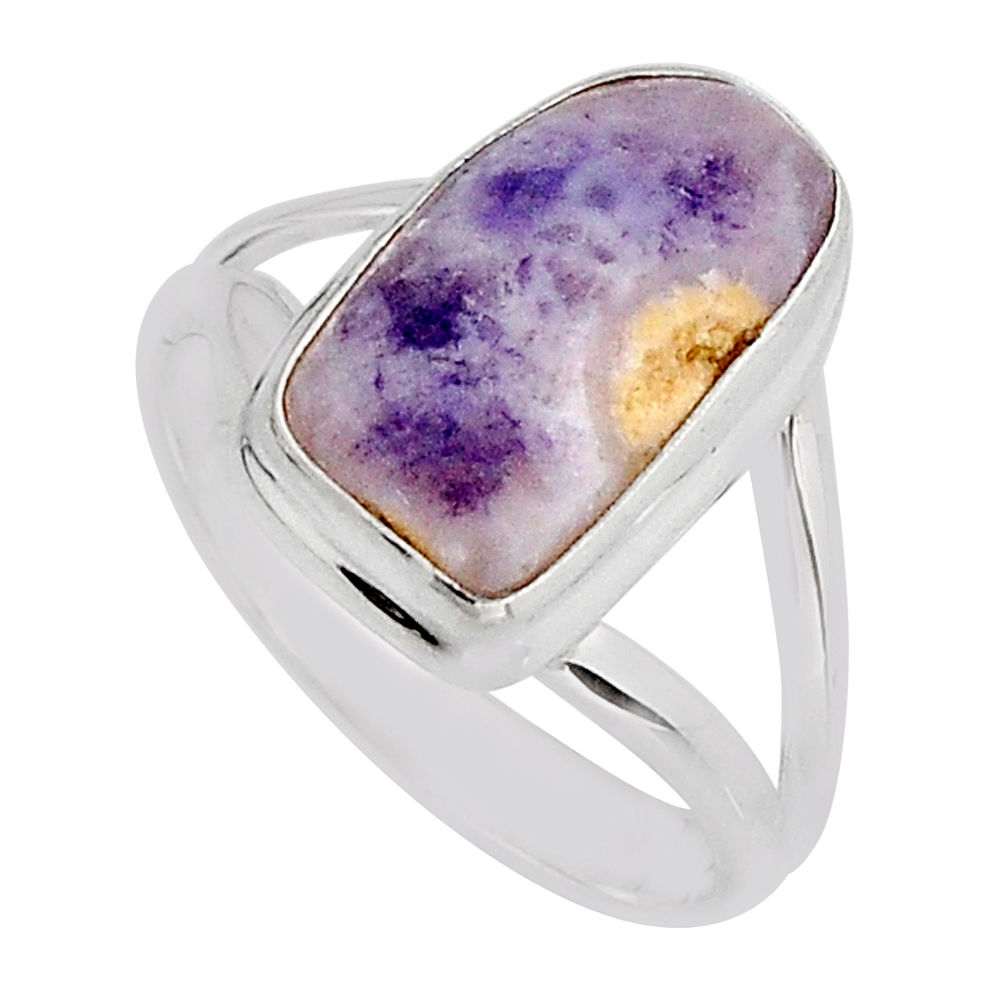 925 sterling silver 5.38cts solitaire natural purple opal ring size 8 y75386