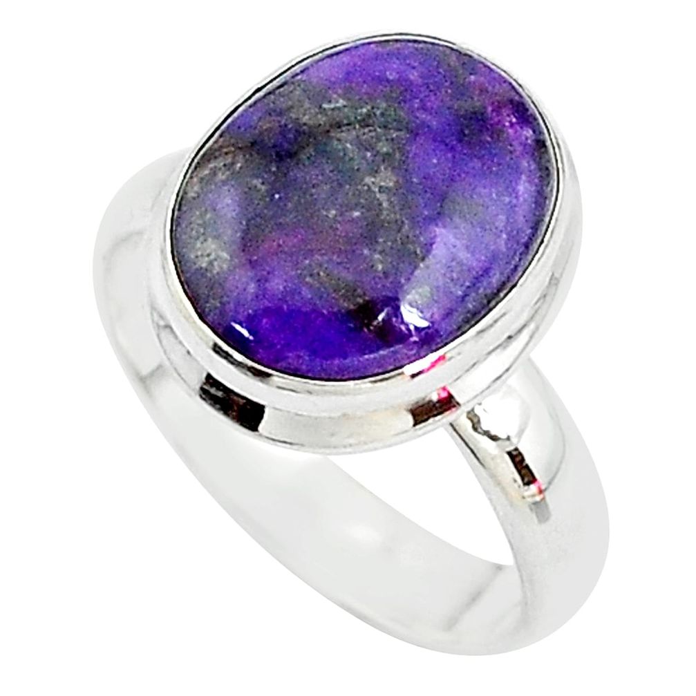 925 sterling silver 4.92cts solitaire natural purple sugilite ring size 7 t10556