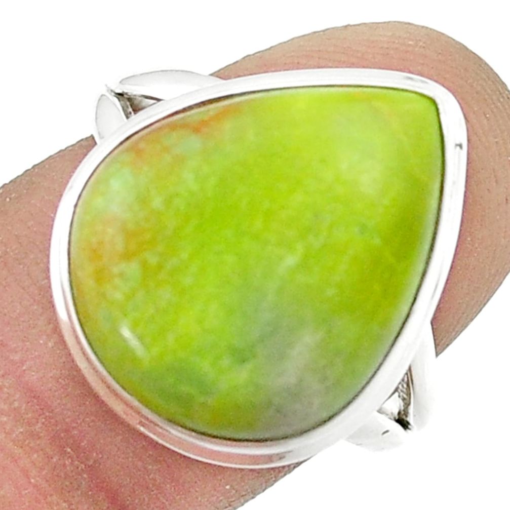 925 sterling silver 13.39cts solitaire natural rare gaspeite ring size 9 u45394