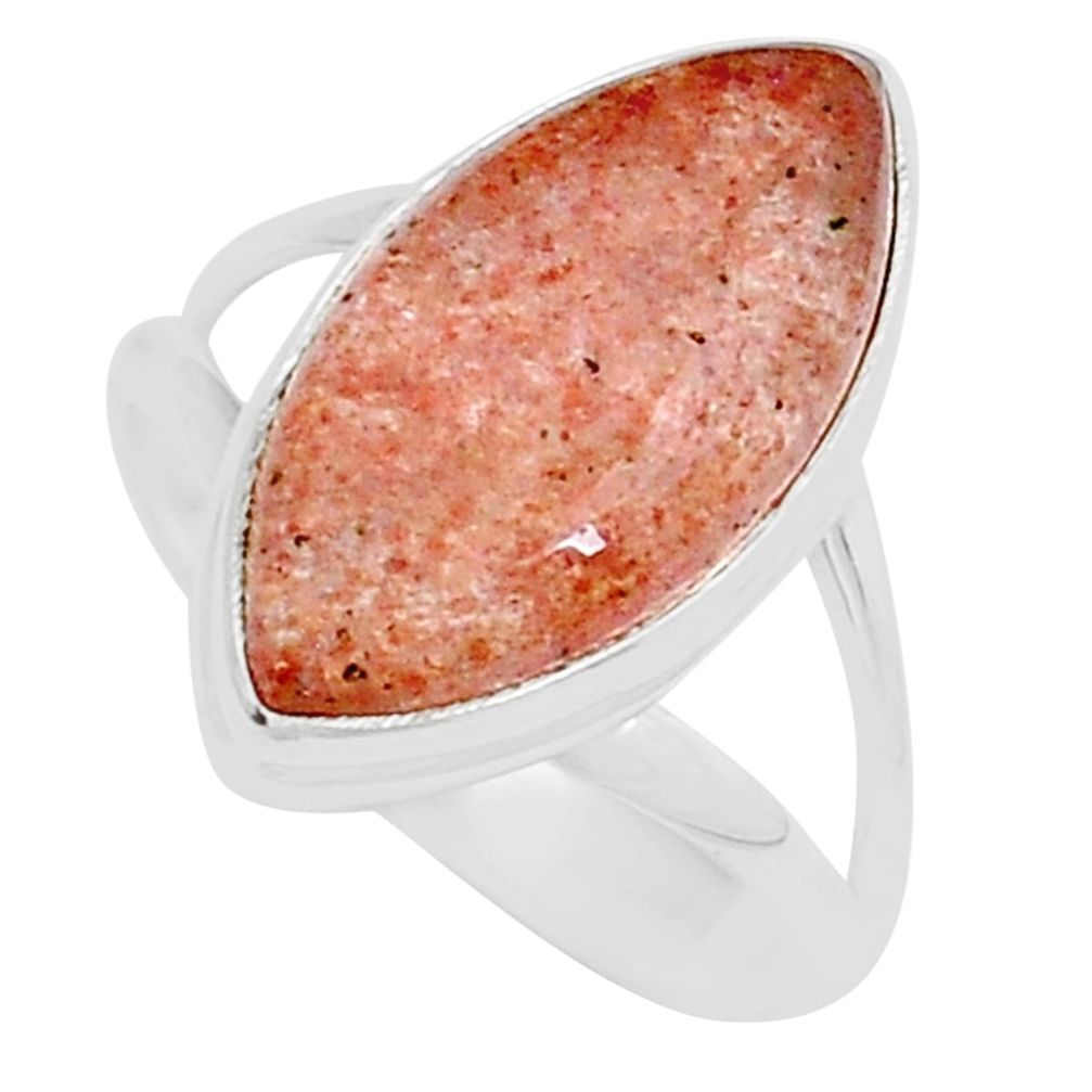925 sterling silver 12.36cts solitaire natural red aventurine ring size 9 y13779