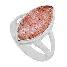 925 sterling silver 12.93cts solitaire natural red aventurine ring size 9 y13819